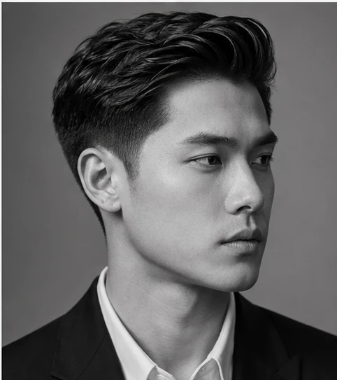 Malaysian Chinese man with classic polished haircut example
